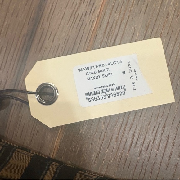 rag & bone $375 NWT Mandy Striped Midi Skirt in Gold Multi Med Viscose & Silk - Picture 5 of 10